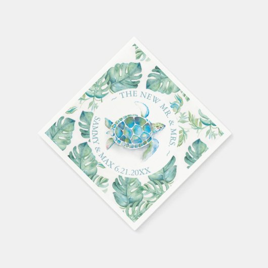 Bruiloft servetten tropisch Zee schildpad Waterver (Hoek)