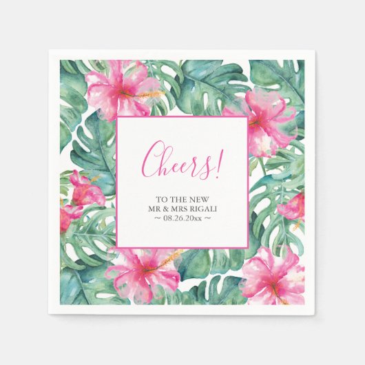 Bruiloft servetten tropische bestemming (Voorkant)