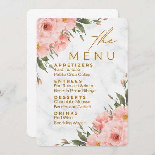 Bruiloft set: Het menu (Voorkant / Achterkant)