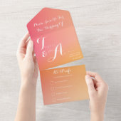 Bruiloft Sinaasappel Peach Ombre Elegant All In One Uitnodiging (Afscheurbaar)