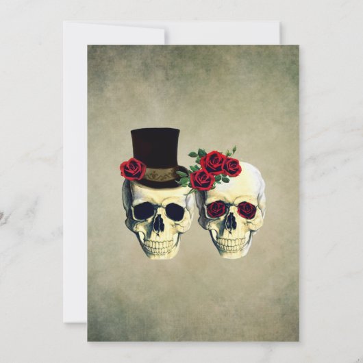 Bruiloft Skelet Bruid Groom Skulls Uitnodiging (Achterkant)