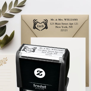 Bruiloft skelet gepersonaliseerd retour adres zelfinktende stempel
