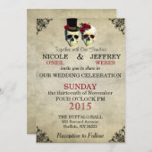 Bruiloft Skeleton Skulls Uitnodiging (Voorkant / Achterkant)