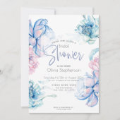 Bruiloft | Sky Blue en Bubblegum Pink Peonies Kaart (Voorkant)