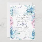 Bruiloft | Sky Blue en Bubblegum Pink Peonies Kaart (Voorkant)