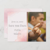 BRUILOFT | Sla de datum op Foto Blush Pink Save The Date (Voorkant / Achterkant)