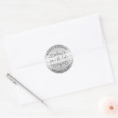 Bruiloft Sla het Datumscript Zilveren Retouradres  Ronde Sticker (Envelop)