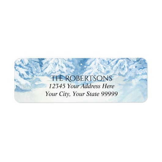 Bruiloft Snowy Trees Waterverf | Retouradres Etiket (Voorkant)