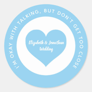Bruiloft Sociale Afstand Blauw Hart Kleur Code Ronde Sticker