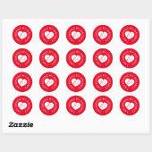 Bruiloft sociale afstand gast zorg rood hart ronde sticker (Vel)