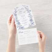 Bruiloft Something Blue Bruidsfeest All In One Uitnodiging (Afscheurbaar)