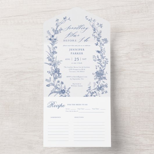 Bruiloft Something Blue Bruidsfeest All In One Uitnodiging (Binnen)