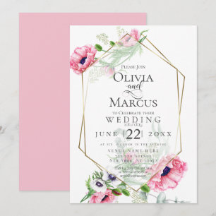 BRUILOFT Spring Pink Poppy Floral Kaart