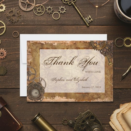 Bruiloft Steampunk  Victoriaans Bedankkaart