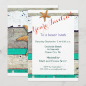 Bruiloft Stervis Strand Rustiek Kaart (Voorkant / Achterkant)