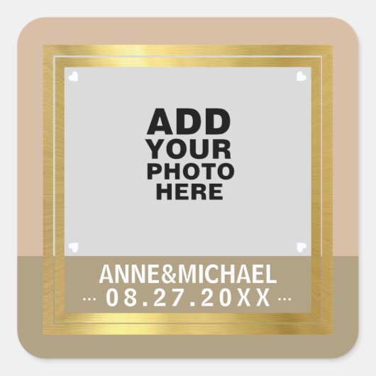 Bruiloft sticker / foto met paren namen (Voorkant)
