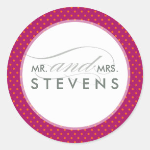 BRUILOFT STICKER SEAL moderne spot roze sinaasappe