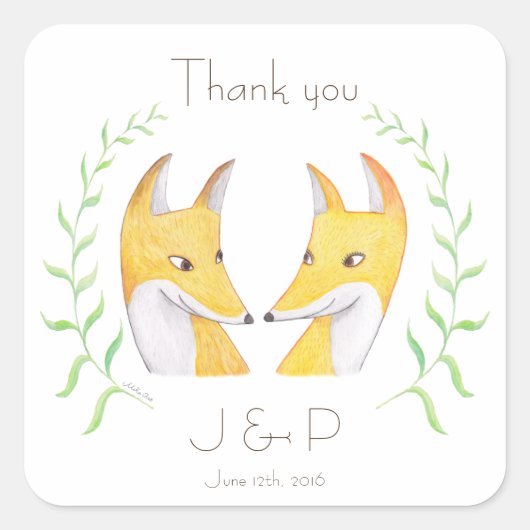 Bruiloft Stickers Fox bruiloft gunst Stickers voss (Voorkant)