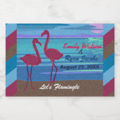 Bruiloft Strand bij Dusk Let's Flamingle Flaming Sparkling Wijnetiket (Enkel label)