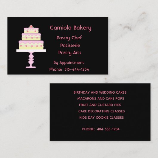 Bruiloft taart bakkerij visitekaartje (Voorkant / Achterkant)