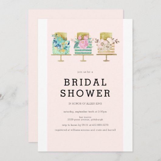 Bruiloft Taart Bruids Douche Uitnodiging (Voorkant / Achterkant)