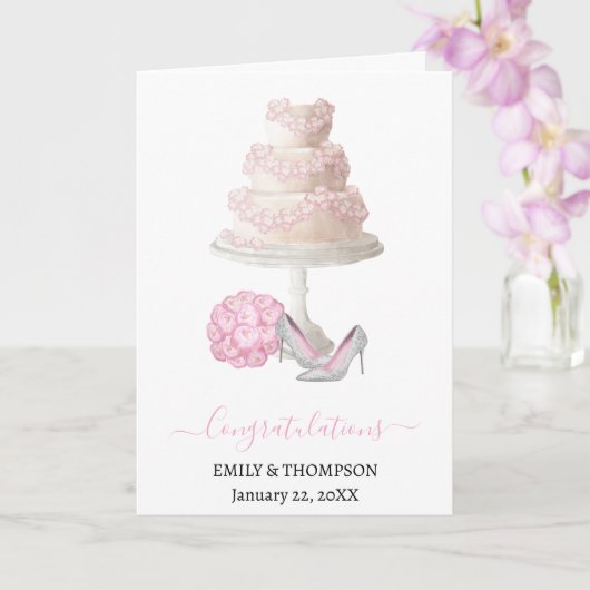 Bruiloft taart gefeliciteerd kaart (Orchidee)