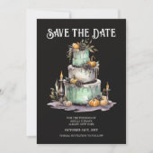 Bruiloft Taart Mint Halloween Save the Date Kaart (Voorkant)
