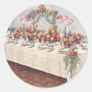 Bruiloft Tafel Vintage Ronde Sticker
