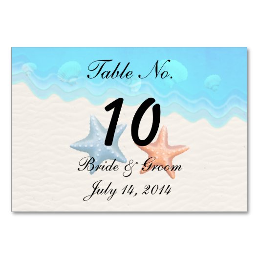 Bruiloft Tafelkaart Strand Schelpen Kaart (Voorkant)