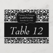 Bruiloft Tafelnummer Teken Damast Patroon (Achterkant)