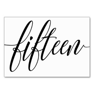 Bruiloft Tafelnummers - Luxe Typografie - Zwart 15