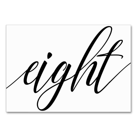 Bruiloft Tafelnummers - Luxe Typografie (zwart) 8 (Voorkant)