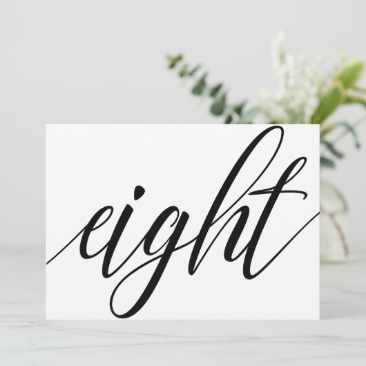 Bruiloft Tafelnummers - Luxe Typografie - Zwart 8 (Staand voorkant)