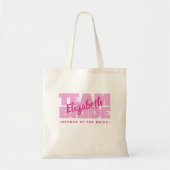 Bruiloft Team Moeder Van De Bruid Naam Roze Retro Tote Bag (Voorkant)