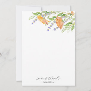Bruiloft Thank You Kaarten Botanische Bloemen