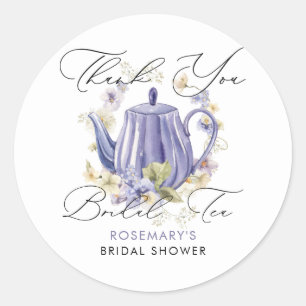 Bruiloft Thee Paars Theepot Bruiloft Ronde Sticker