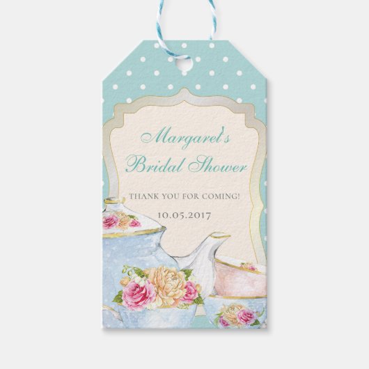 Bruiloft Thee Party Bedankt Stippen Cadeaulabel (Voorkant)