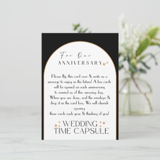 Bruiloft Tijd Capsule Zwart of Blauw Kaart & Envel (Staand voorkant)