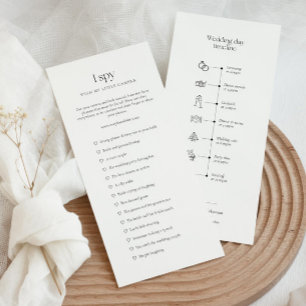 Bruiloft tijdlijn met iconen en ik spion spel menu