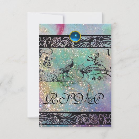 BRUILOFT TORTELDUIFJES MONOGRAM RSVP zwart groen g Kaartje (Voorkant)