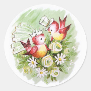 Bruiloft Tortelduifjes Ronde Sticker