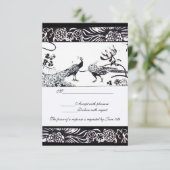 BRUILOFT TORTELDUIFJES RSVP Zwart Wit Invitations Kaartje (Staand voorkant)