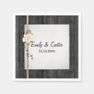 Bruiloft touw knoop op schuur hout servet