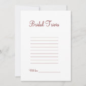 Bruiloft trivia bruiloft bruidsmeisjesfeest spel feestdagenkaart (Voorkant)