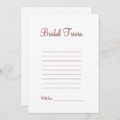 Bruiloft trivia bruiloft bruidsmeisjesfeest spel feestdagenkaart (Voorkant / Achterkant)