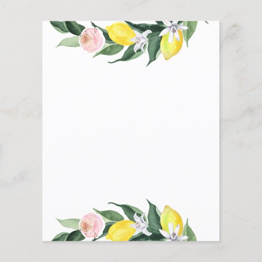 Bruiloft trivia vraag met citroenthema flyer (Achterkant)