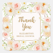 Bruiloft Tuin Bloemen Bedanken Vierkante Sticker (Voorkant)