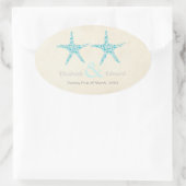 Bruiloft Turquoise Aqua Starfish Save the Date Ovale Sticker (Tas)
