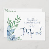 Bruiloft uitgesteld Waterverf Blue Blooms Briefkaart (Voorkant / Achterkant)