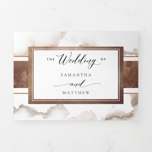 Bruiloft uitnodigen met RSVP, Earth Tones Waterver Drieluik Uitnodiging (Cover)